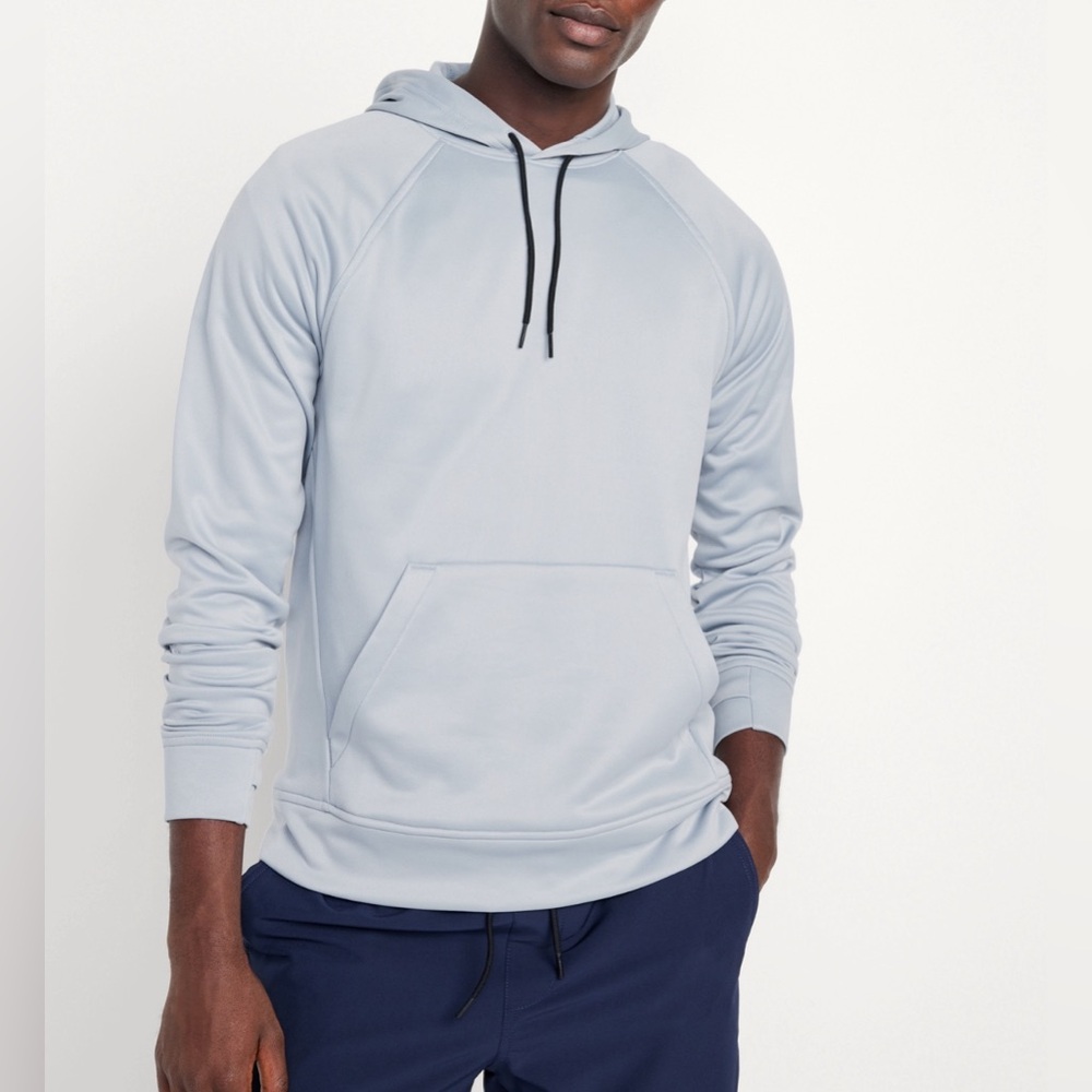 Old Navy Men's Light Blue Grey Soft-Brushed Go-Dry Pullover Hoodie Size L NWT